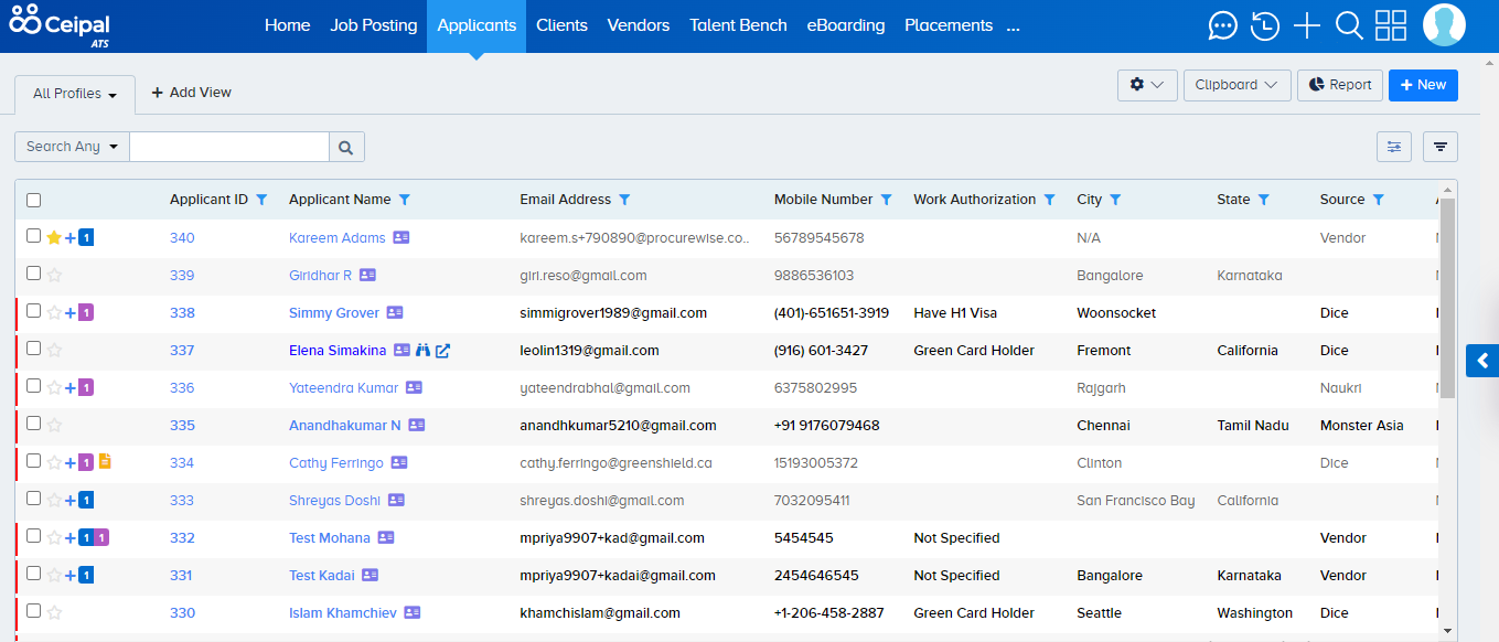 CEIPAL candidate management dashboard