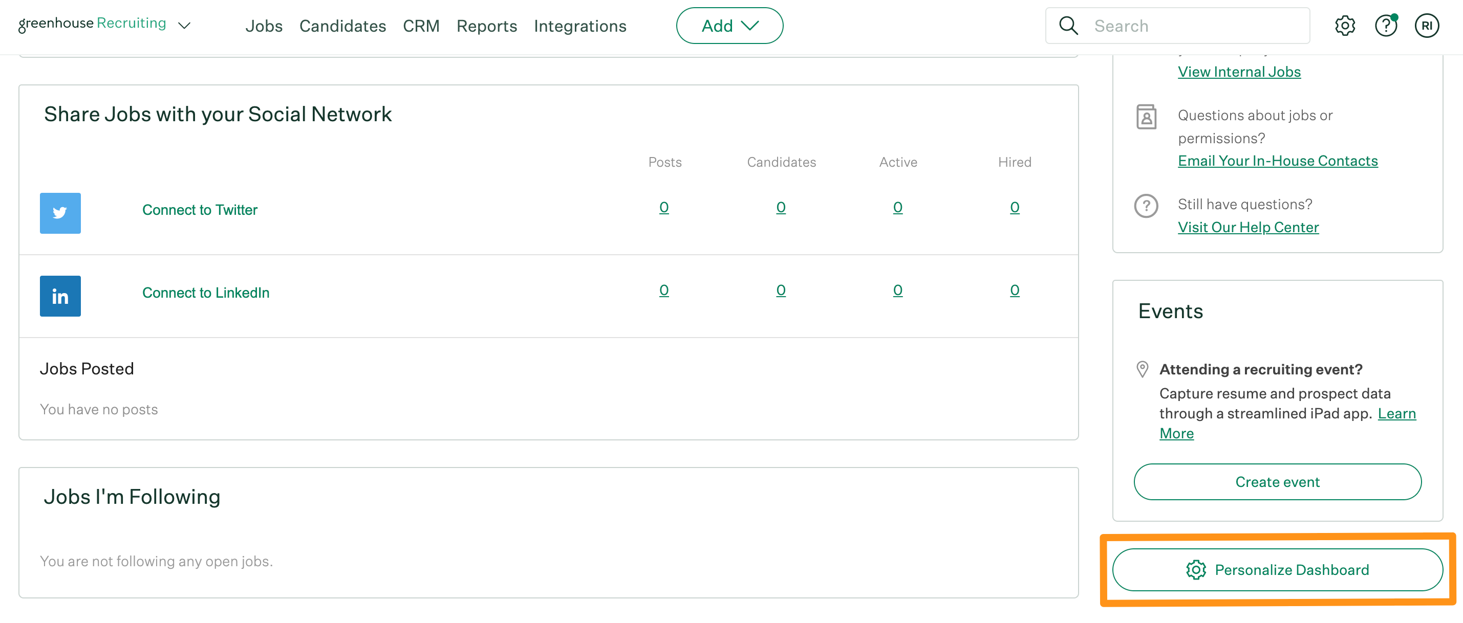 Greenhouse applicant tracking dashboard