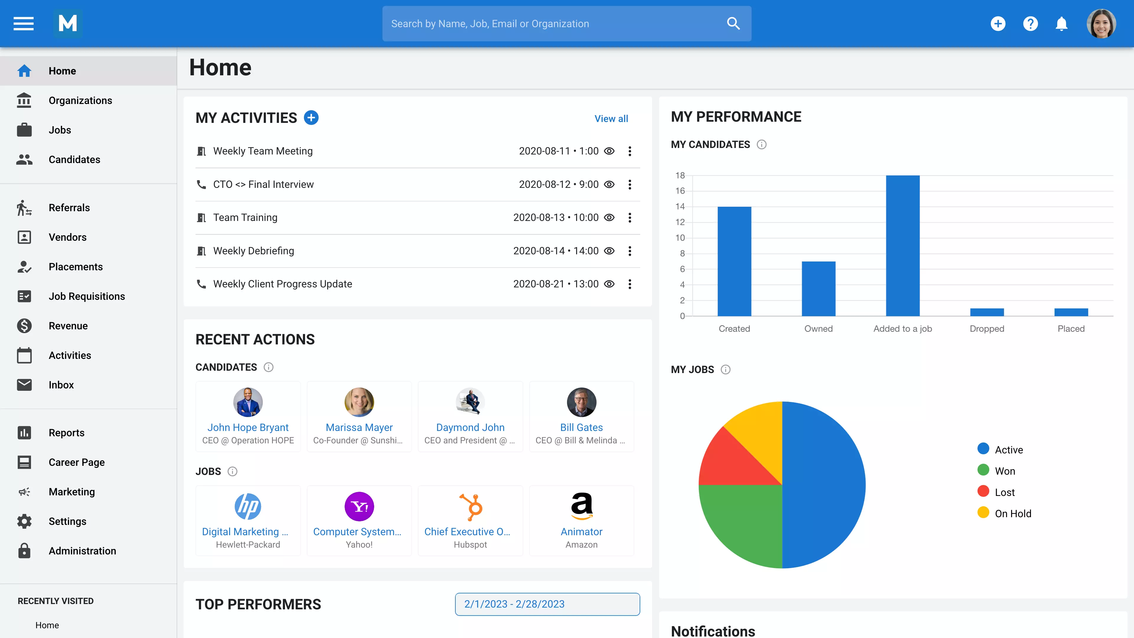 Manatal applicant tracking dashboard