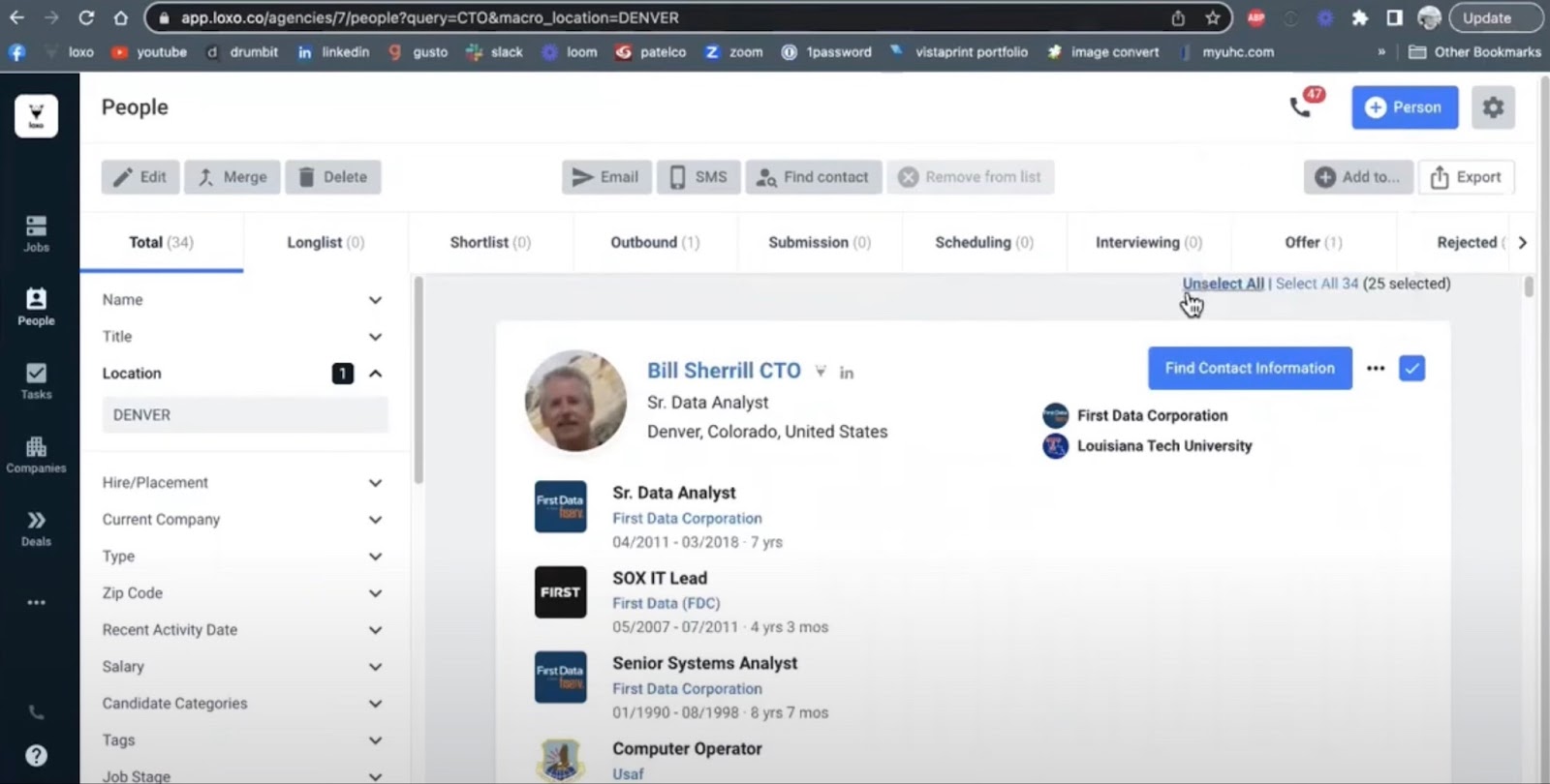 Loxo talent platform candidate profile