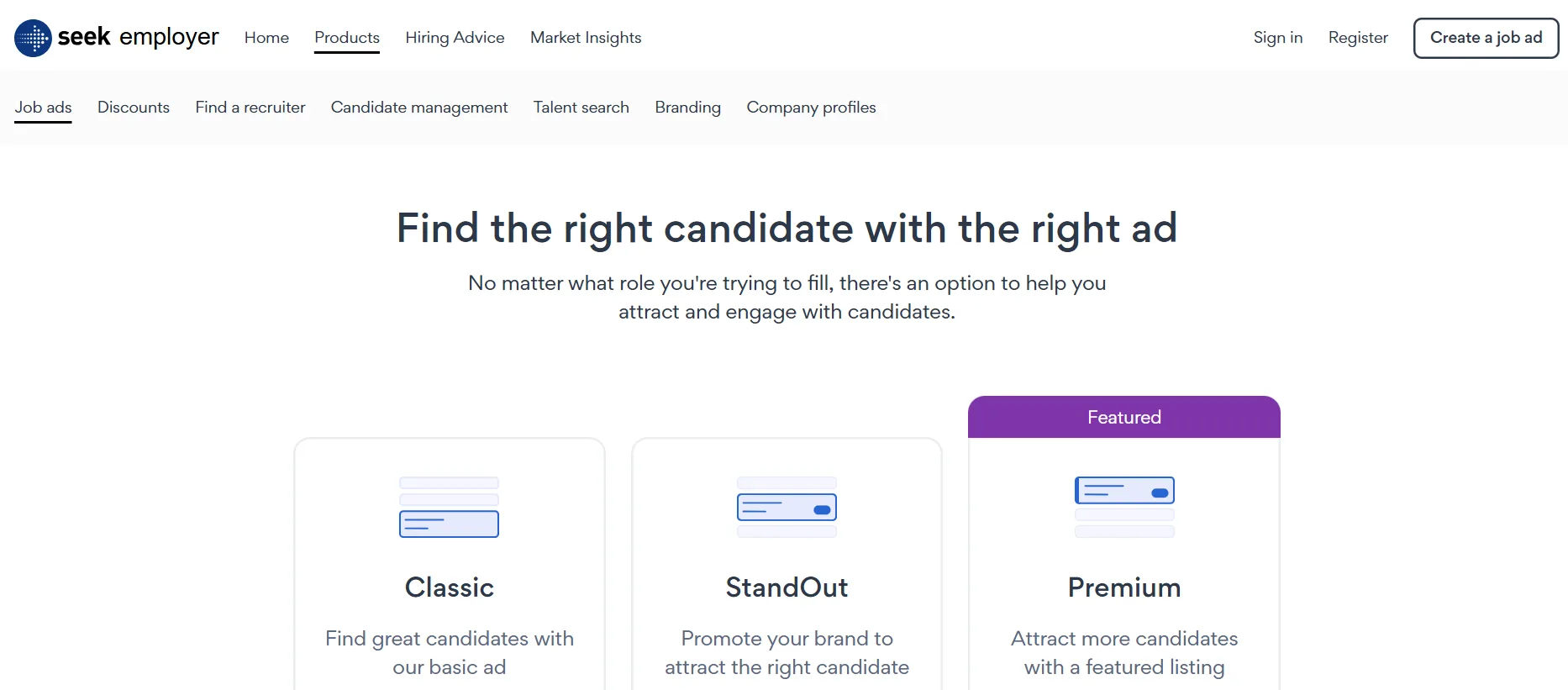 Seek job posting