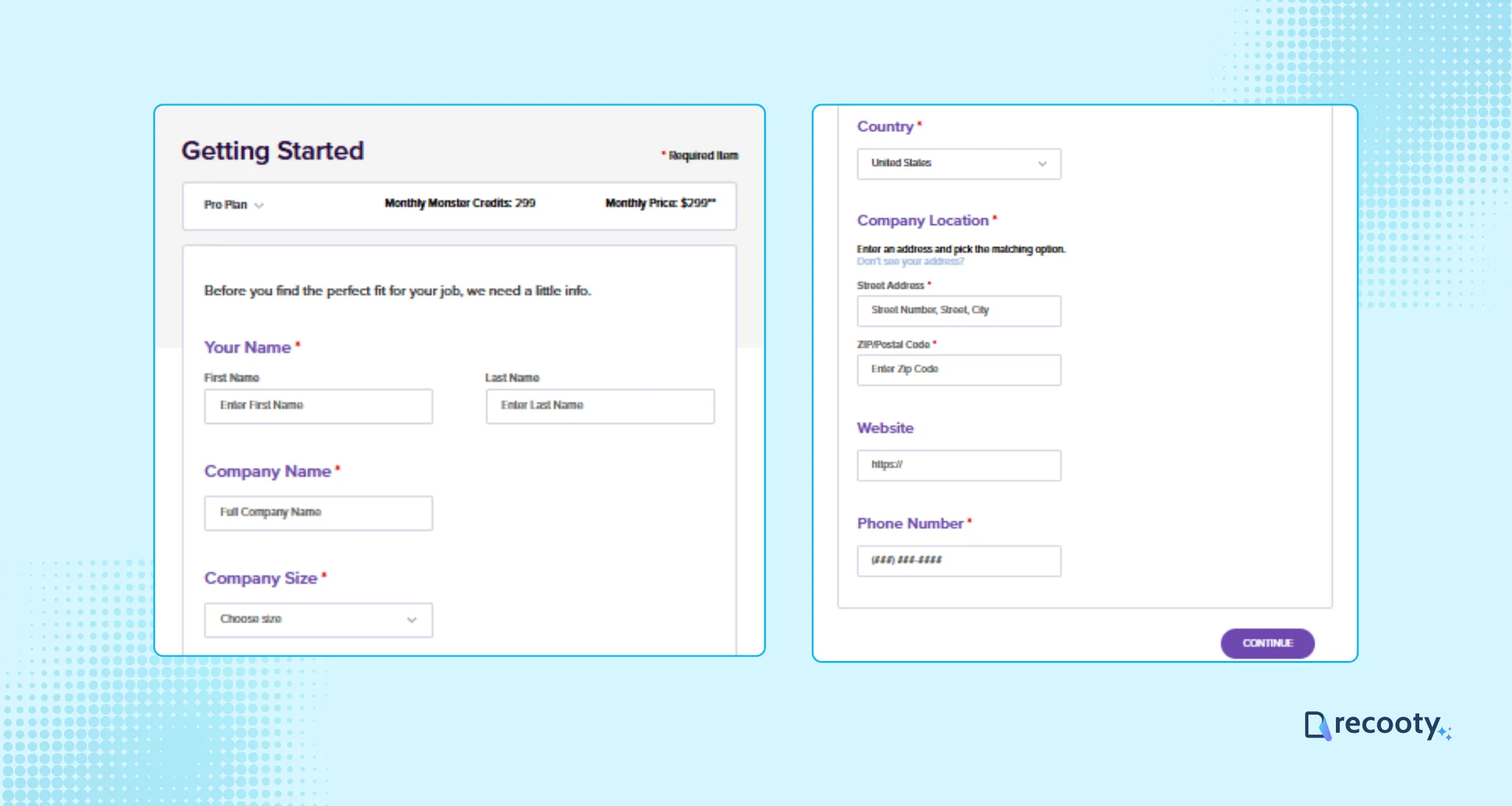 Fill in all the basic employer and company details on Monster 3