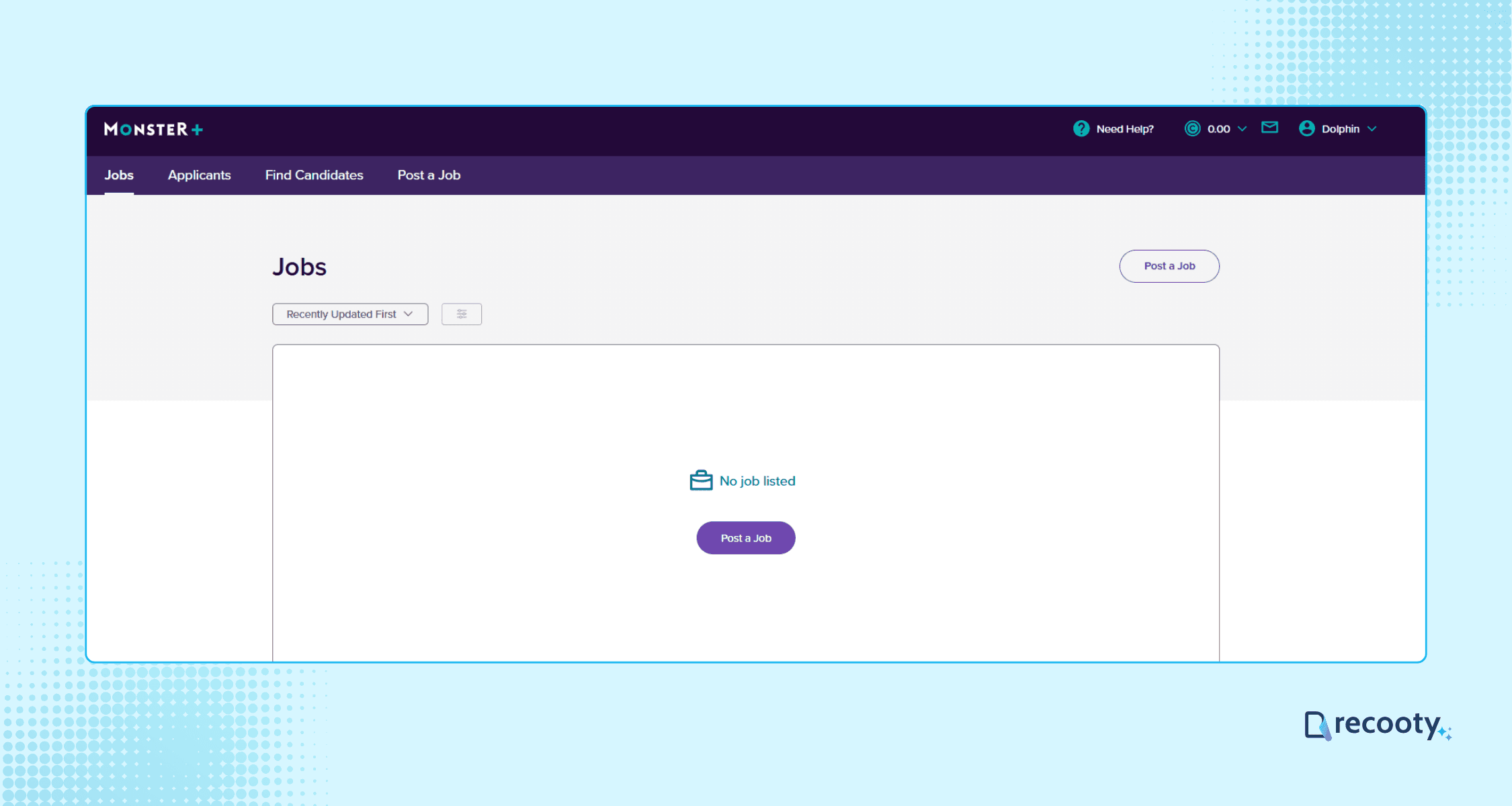 Access the dashboard of Monster 1