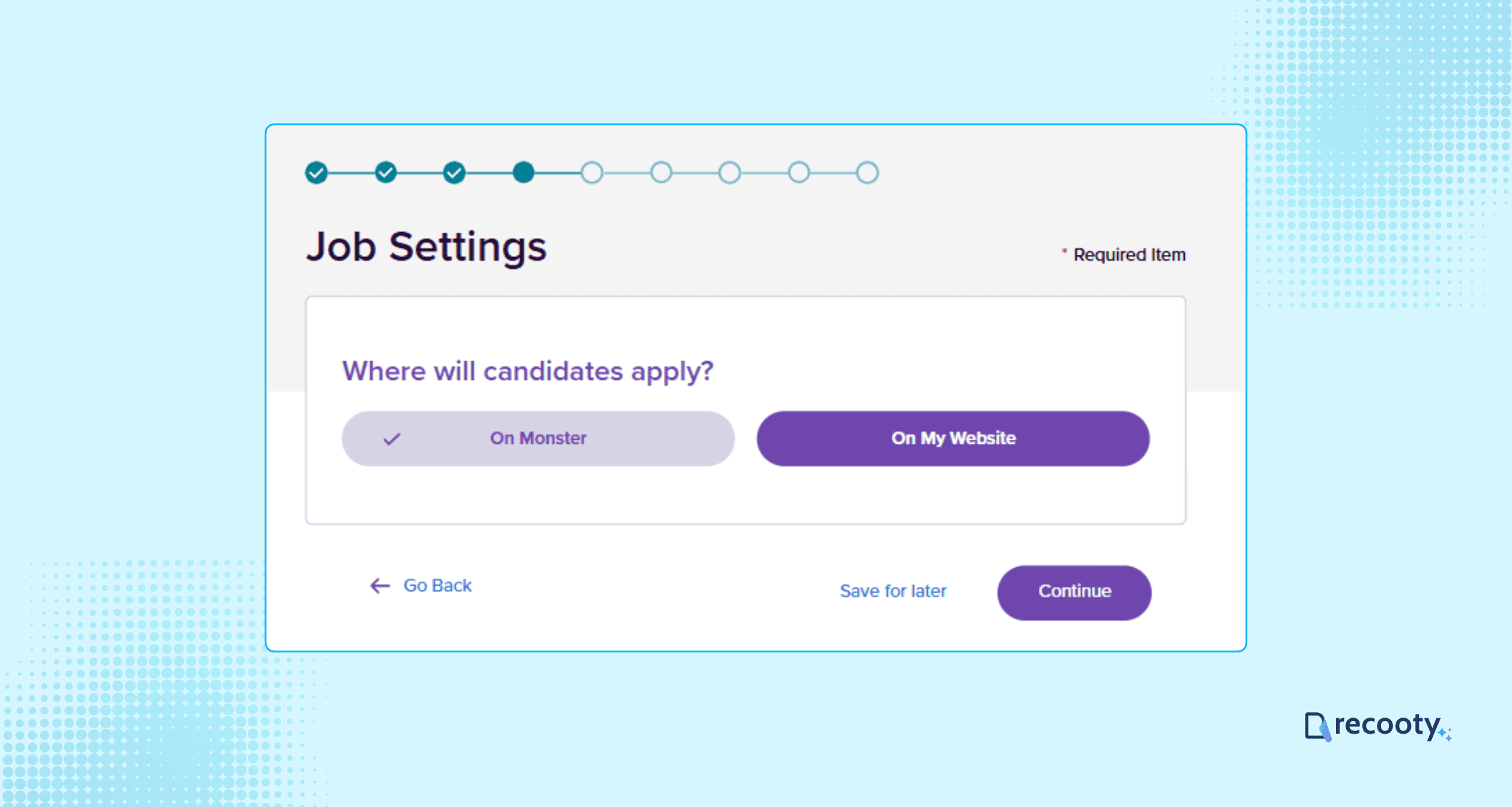 Job Settings on Monster 1