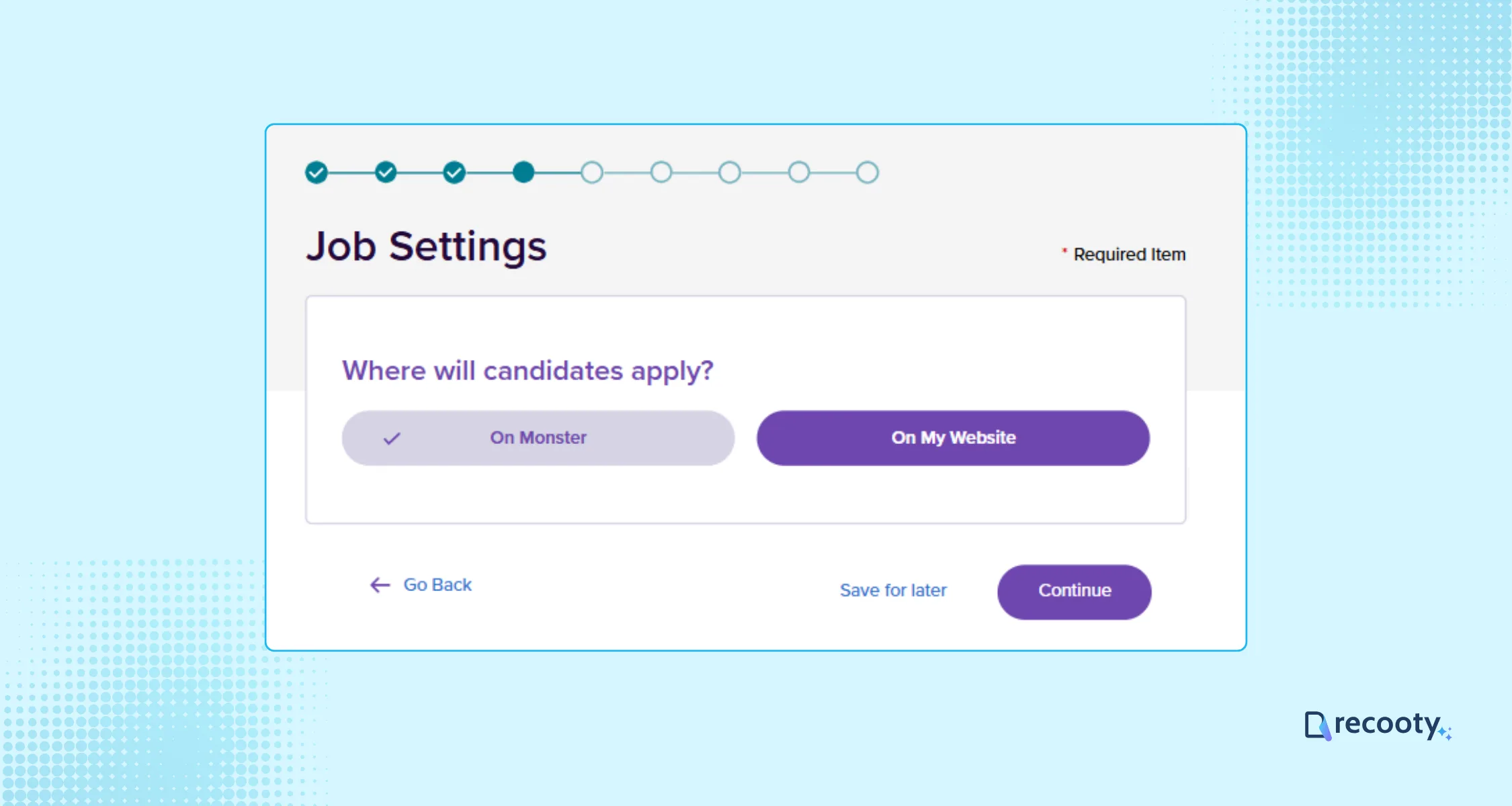 Job Settings on Monster 1