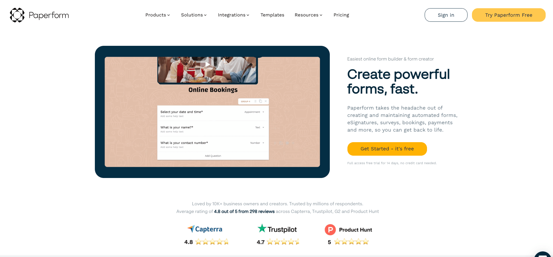 Paperform website