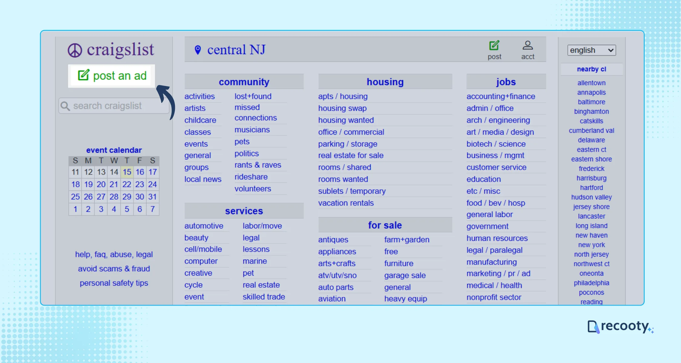 Craigslist post a job page