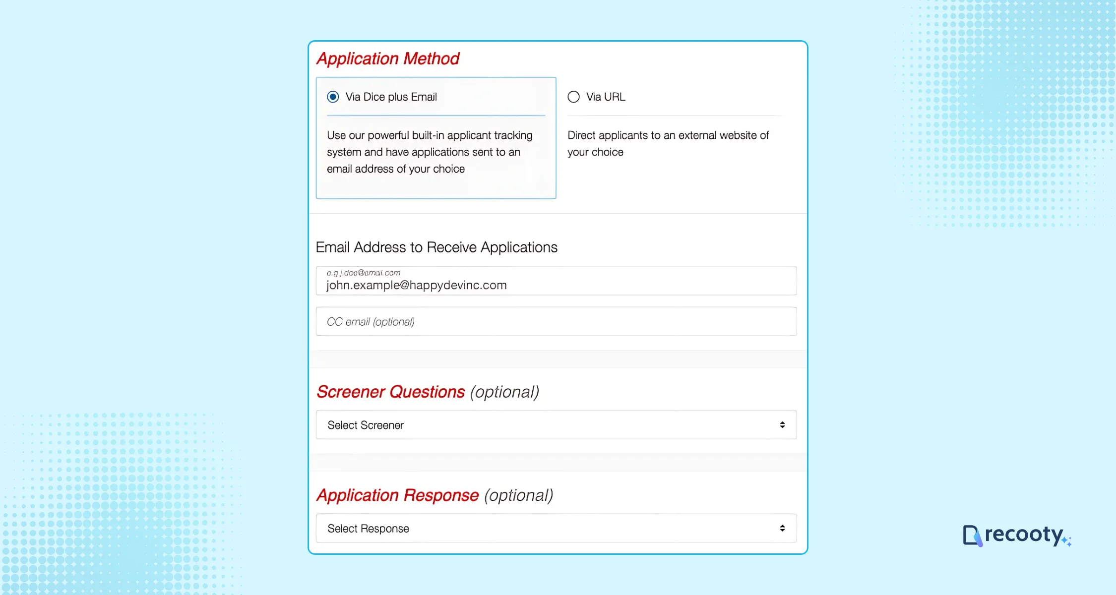 Other important fields as screening questions and all on Dice 1