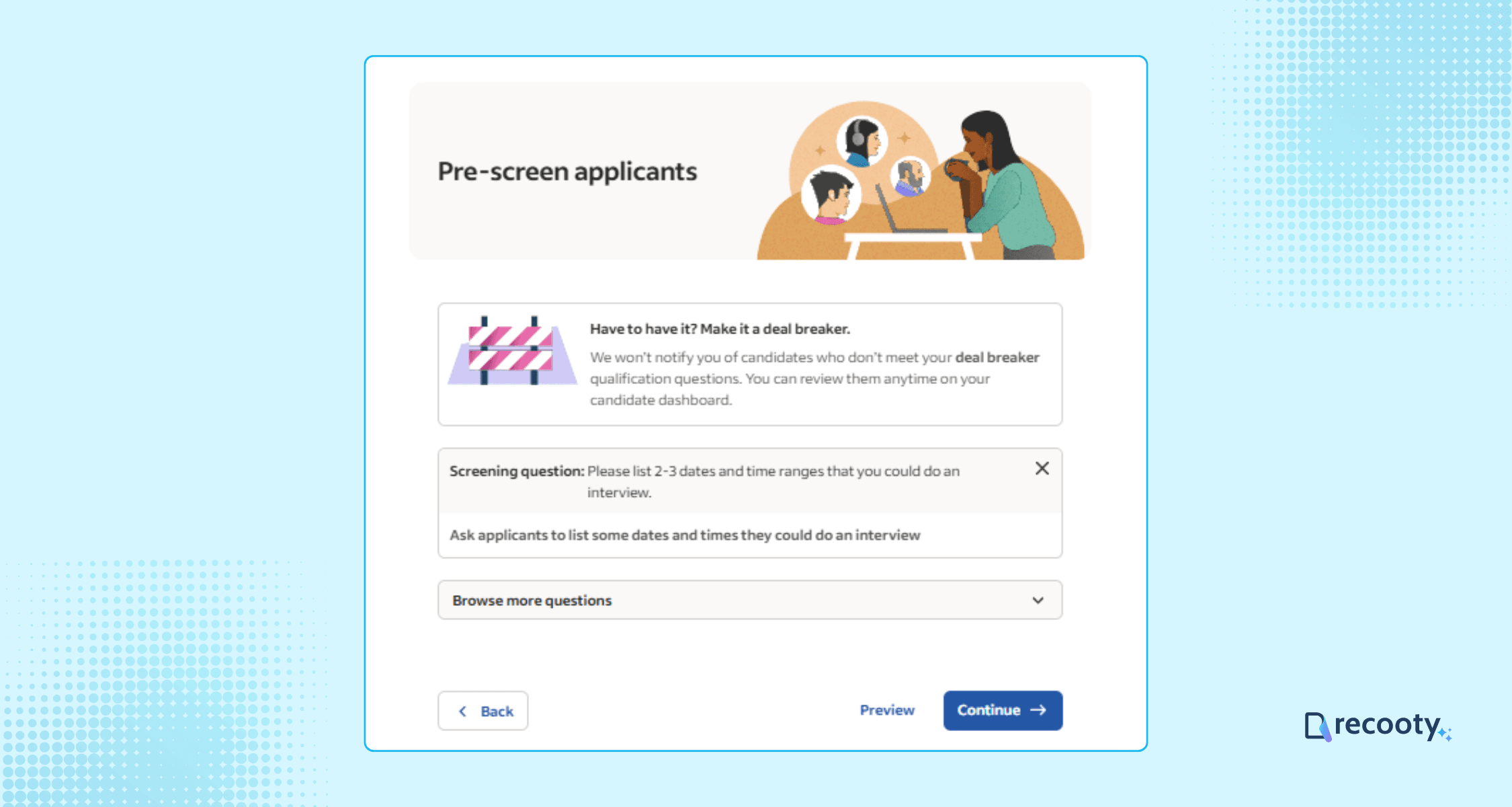 Add pre screening questions for the job role in Indeed 1
