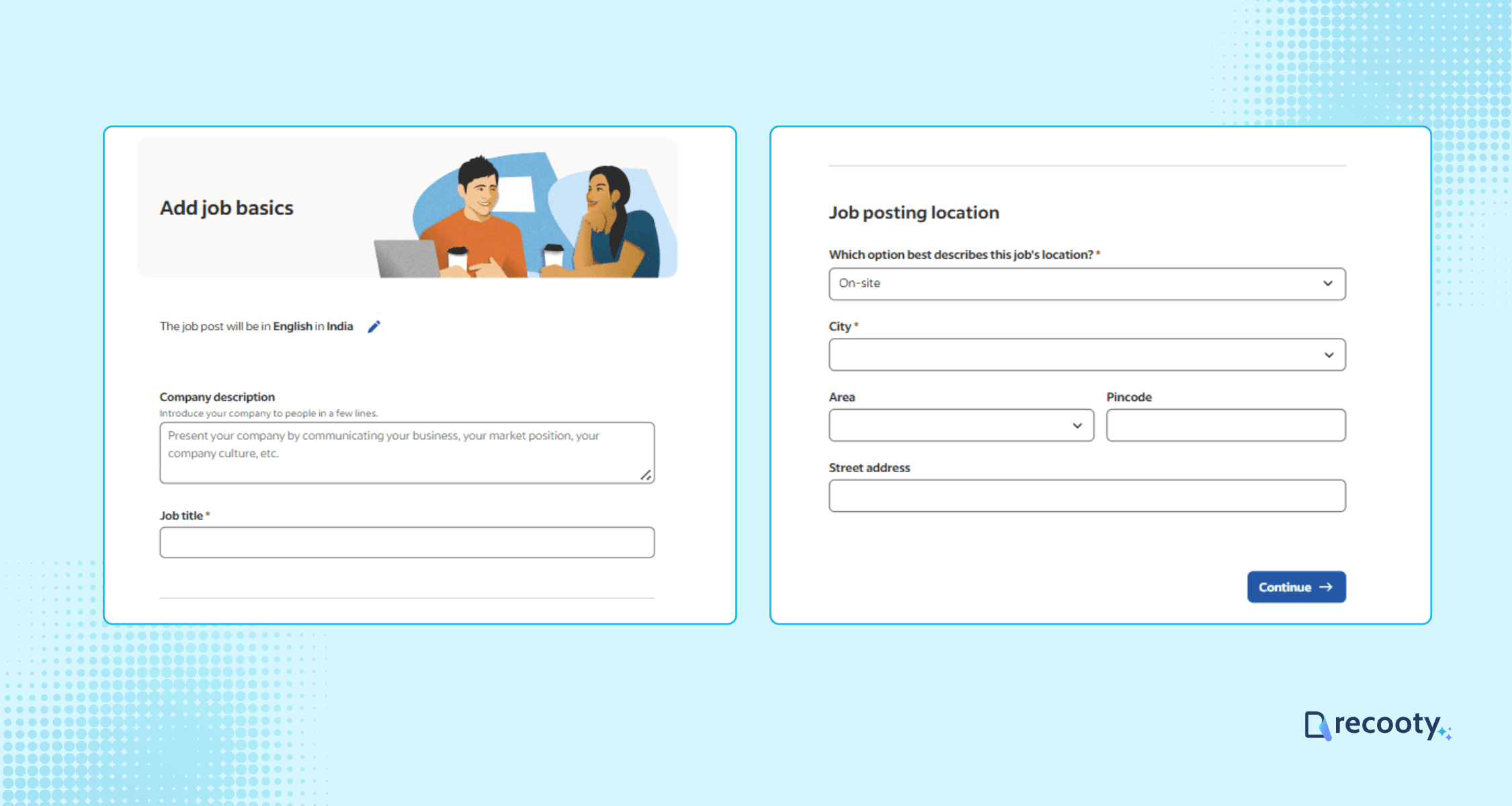 Enter the basic details about company and job posting 2