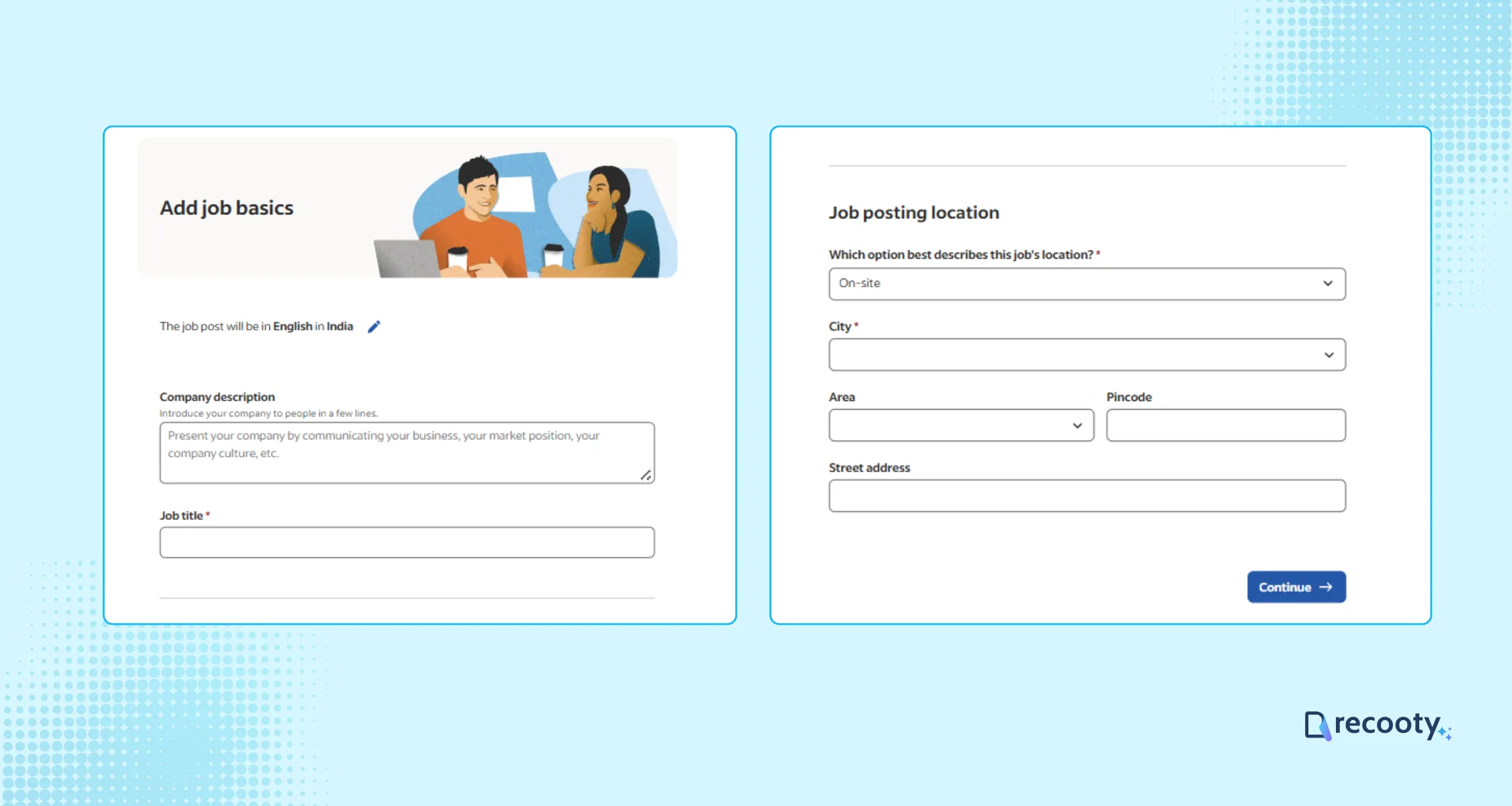 Enter the basic details about company and job posting 2