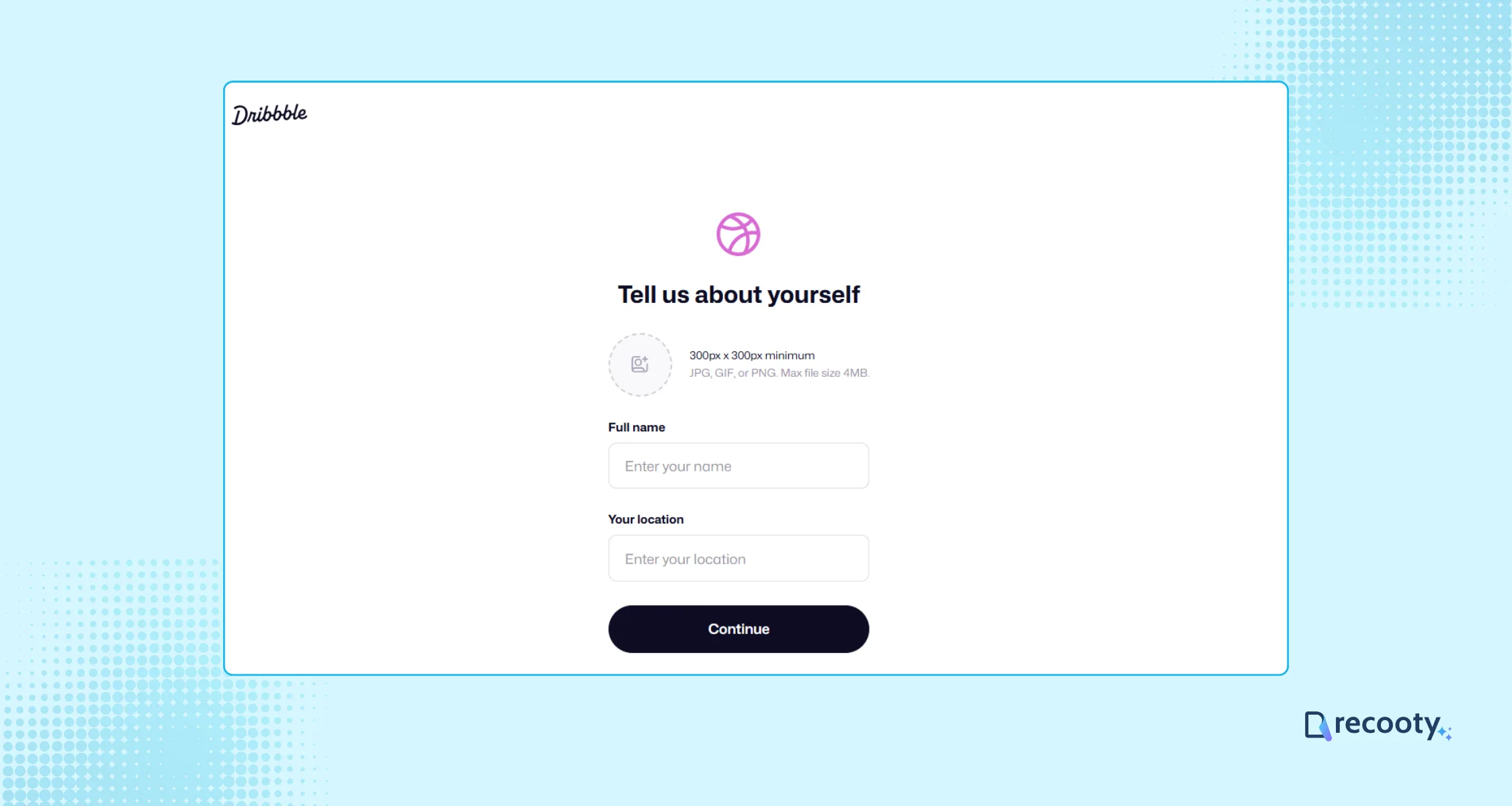 Create account on Dribbble 1