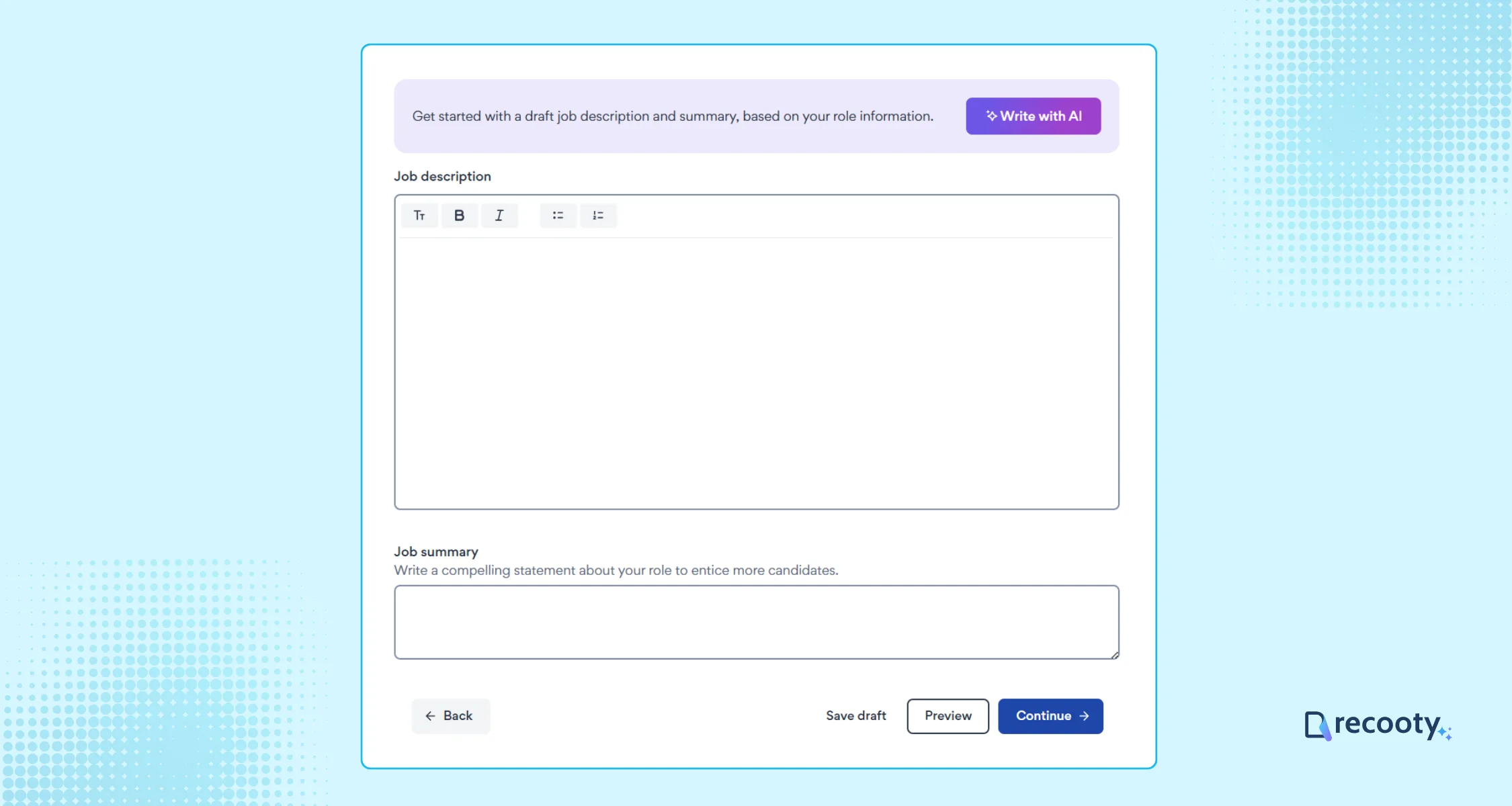 Writer the job description and summary on Seek