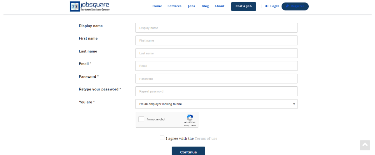 Create an account on the website