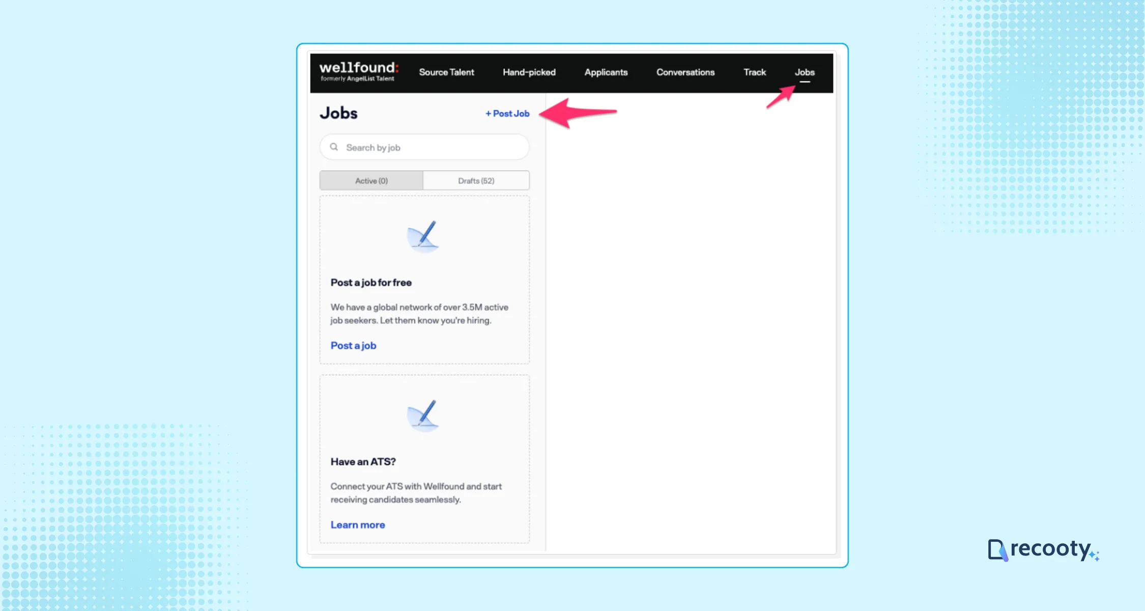 Access post a job button from Dashboard on Wellfound