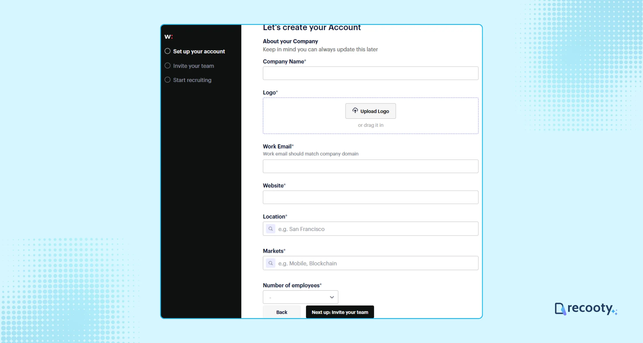 Complete recruiter onboarding