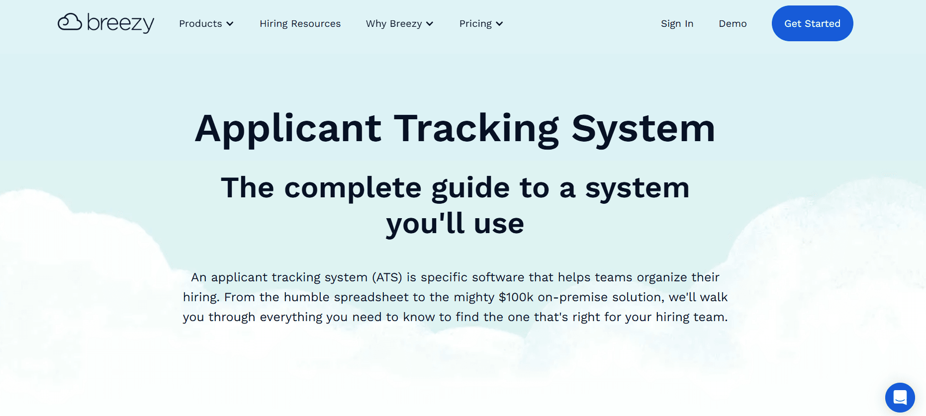 BreezyHR Applicant Tracking System homepage
