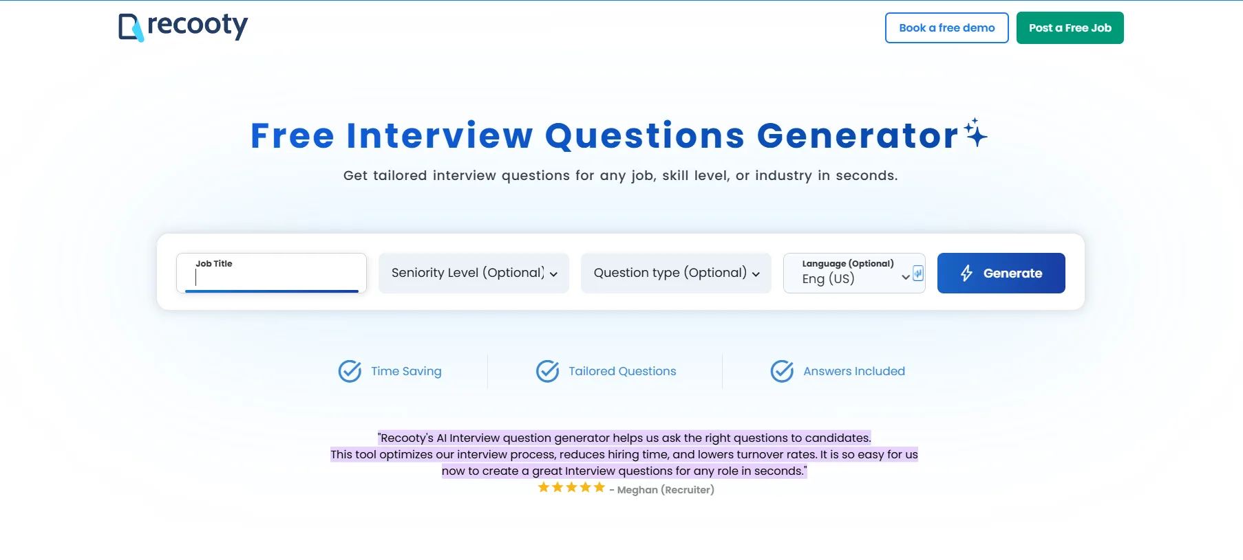 Recootys interview questions generator